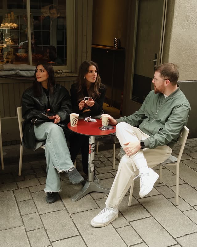 Three ScreenOnDemand colleagues on a coffee break at the café